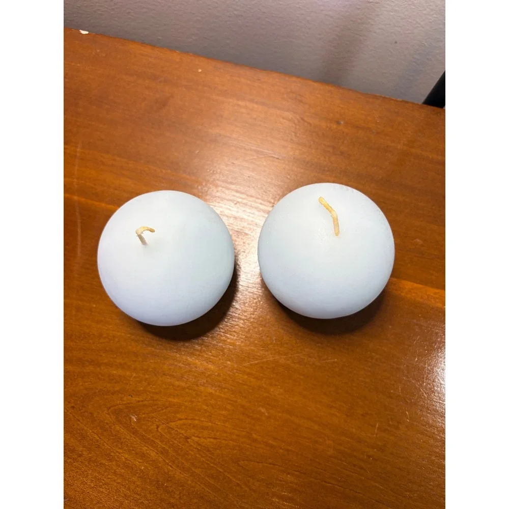 PartyLite Spring Water 3 Inch Ball‎ Candles Set of 2 Light Blue Q36611 NEW